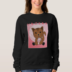 Kawaii Cat Retro Japanische Erdbeermilch Sweatshirt