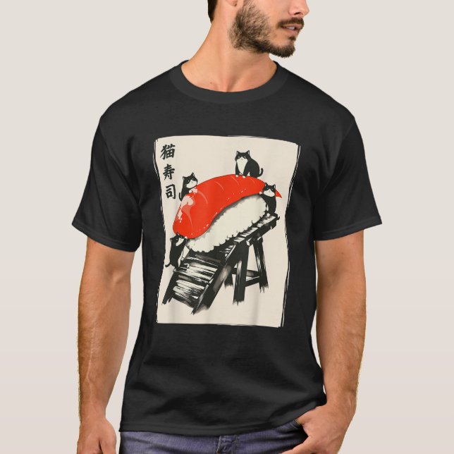 Kawaii Cat Sushi Nigiri Japanese Men Women Kids Fu T-Shirt (Vorderseite)