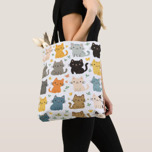 Kawaii Cat Tote Bag - Niedlicher Cartoon Kitty Des