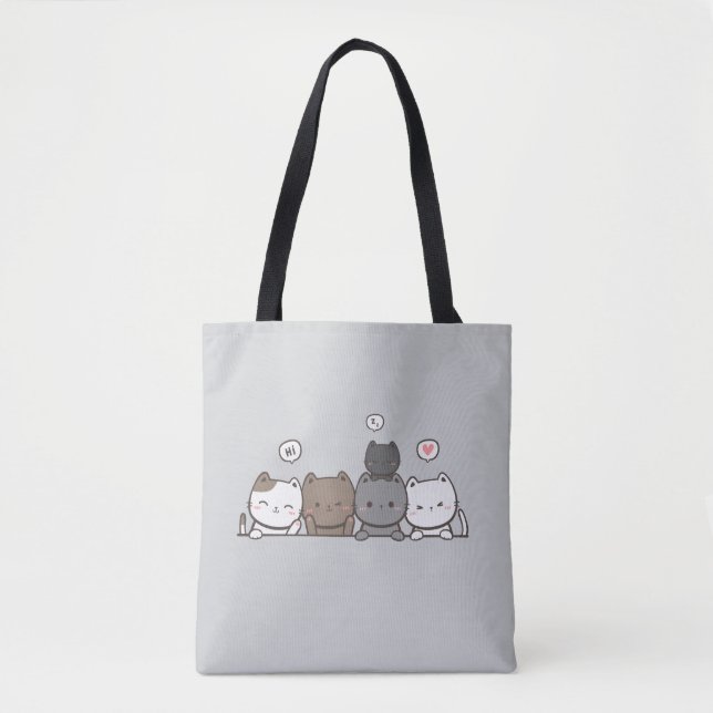 Kawaii Cat Tote Bag - Teil des Matching Set! (Vorderseite)