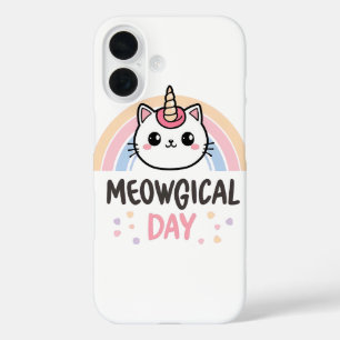 Kawaii Caticorn mit Pastell-Regenbogen iPhone 16 Hülle