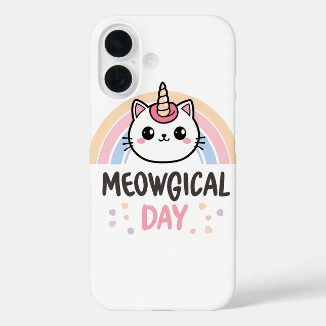 Kawaii Caticorn mit Pastell-Regenbogen Case-Mate iPhone Hülle (Rückseite)