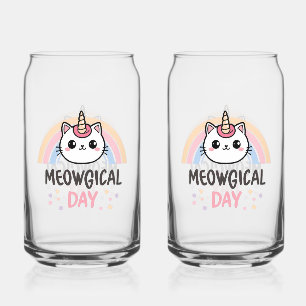 Kawaii Caticorn mit Pastell-Regenbogen Dosenglas