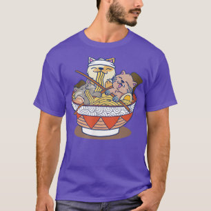 Kawaii Cats Anime Japanese Ramen Noodles T-Shirt