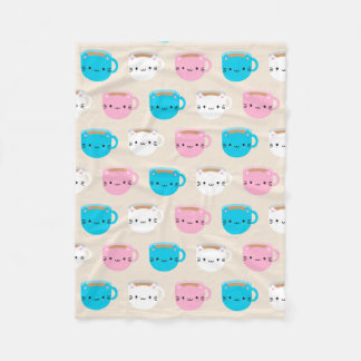 Kawaii Cats Cup of Tea Fleecedecke