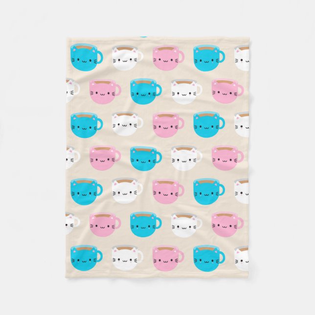 Kawaii Cats Cup of Tea Fleecedecke (Vorderseite)