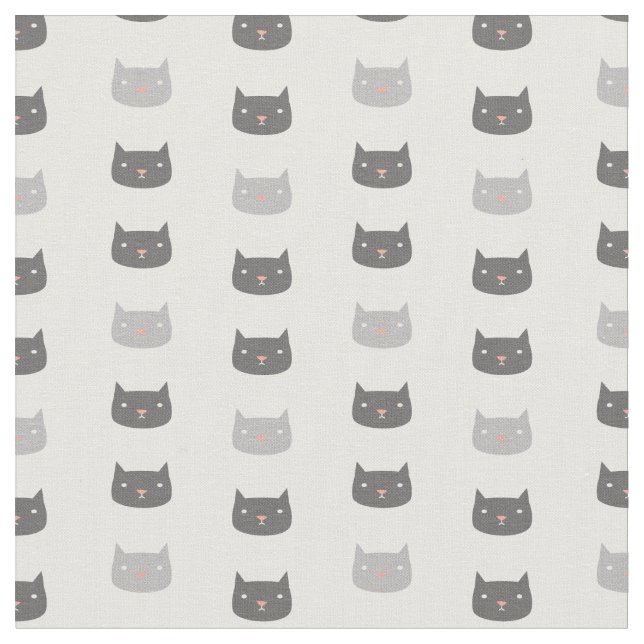 Kawaii Cats Gemustert Fabric Stoff (Nahaufnahme)