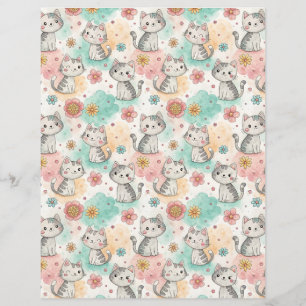Kawaii Cats Kitty pattern Scrapbook Papier