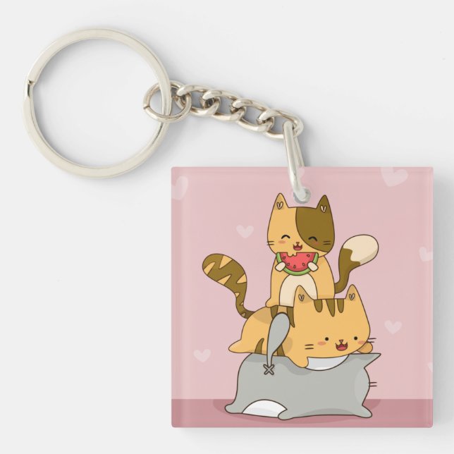 Kawaii Cats Schlüsselanhänger (Vorderseite)