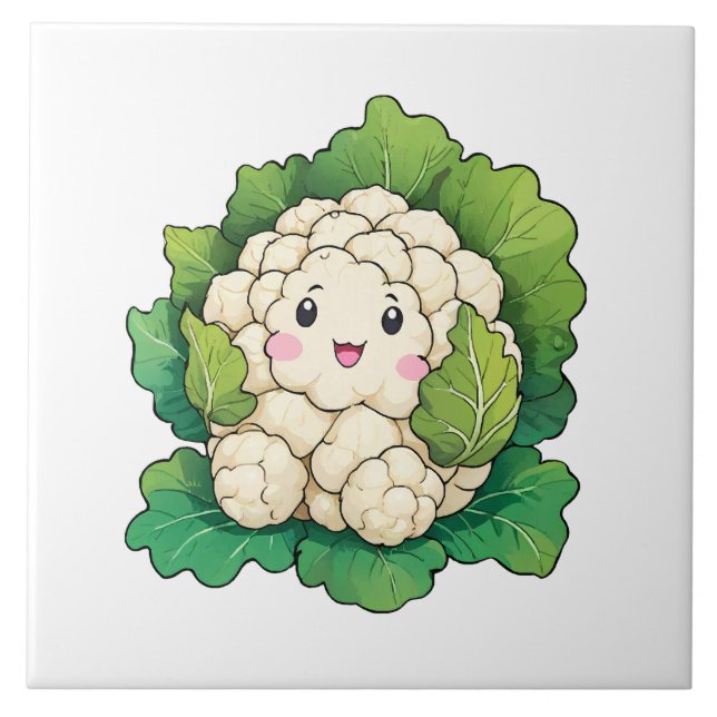 Kawaii Cauliflower Fliese (Vorderseite)