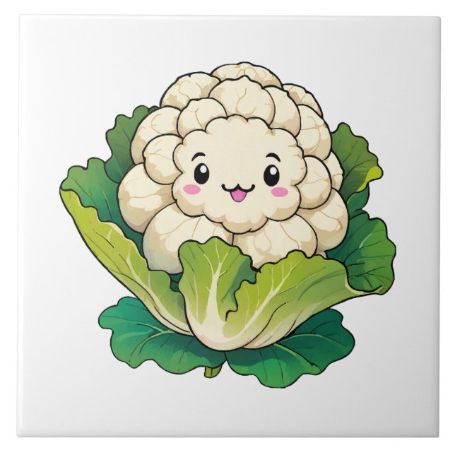 Kawaii Cauliflower Fliese (Vorderseite)