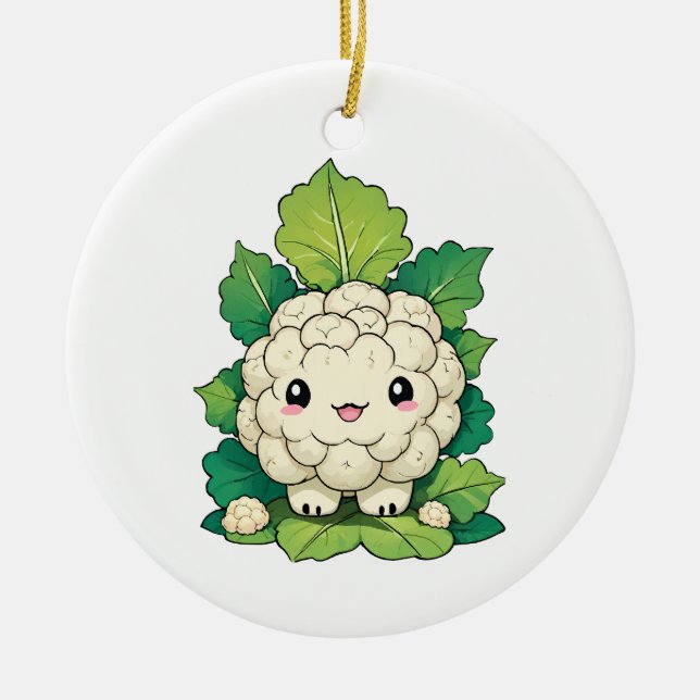 Kawaii Cauliflower Keramik Ornament (Vorne)