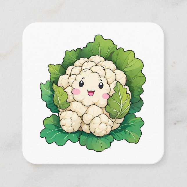 Kawaii Cauliflower Quadratische Visitenkarte (Vorderseite)