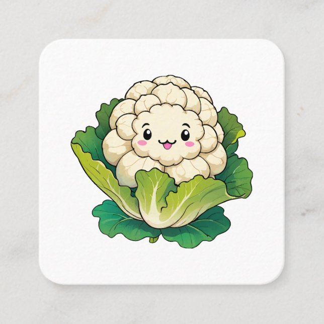 Kawaii Cauliflower Quadratische Visitenkarte (Vorderseite)