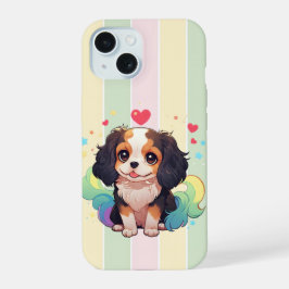 Kawaii Cavalier King Charles Pastel Rainbow Schwan iPhone 15 Hülle