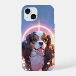 Kawaii Cavalier King Charles Pastel Rainbow sky iPhone 15 Hülle