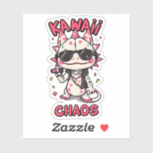 Kawaii Chaos Cool Axolotl Sonnenbrille Lederjacke Aufkleber