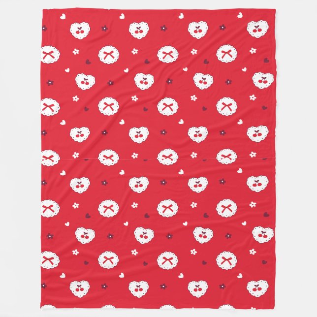 Kawaii Cherries and Bows Pattern Fleecedecke (Vorderseite)