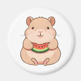 Kawaii Chibi Capybara beim Essen einer Wassermelon Magnet