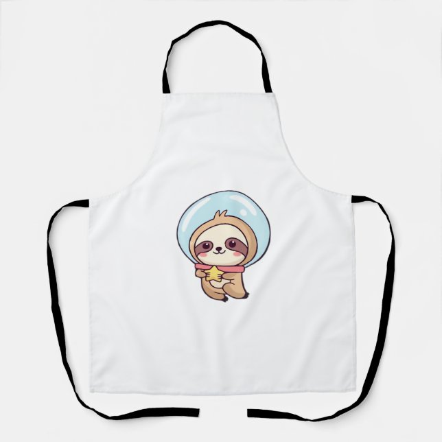 Kawaii Chibi Faultier Astronaut – Süßes Weltraumfa Schürze (Vorderseite)