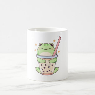 Kawaii Chibi Frosch umarmt Bubble-Tea-Tasse Kaffeetasse