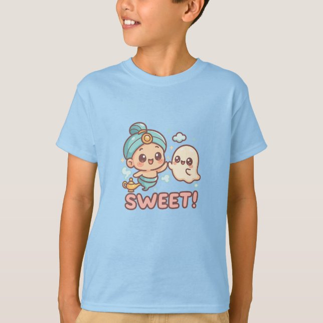 Kawaii Chibi Genie & Ghost High-Five T-Shirt (Vorderseite)