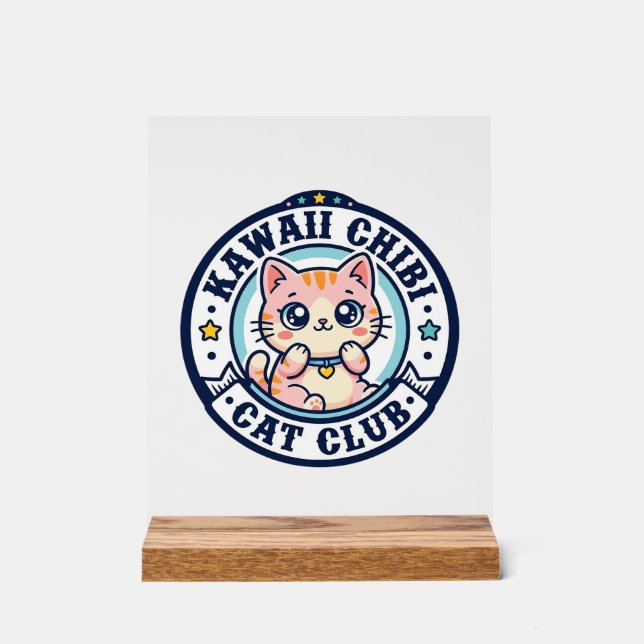 Kawaii Chibi Katze Katzenmutter Geschenkidee - Kaw Acrylschild (Vorderseite)