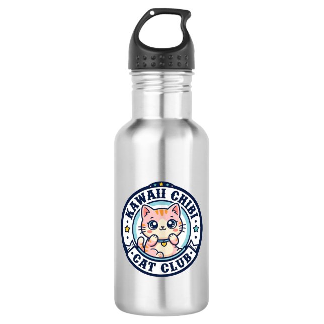 Kawaii Chibi Katze Katzenmutter Geschenkidee - Kaw Edelstahlflasche (Vorderseite)