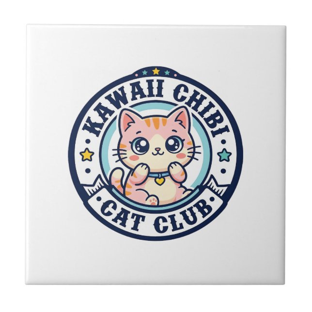 Kawaii Chibi Katze Katzenmutter Geschenkidee - Kaw Fliese (Vorderseite)