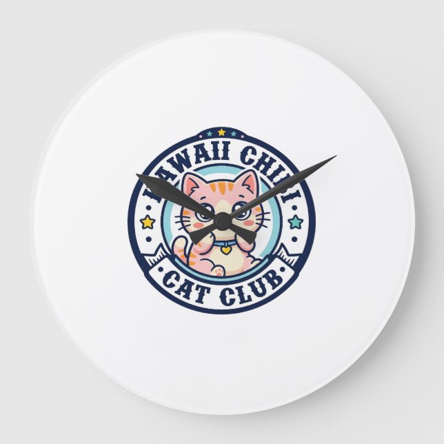 Kawaii Chibi Katze Katzenmutter Geschenkidee - Kaw Große Wanduhr (Vorderseite)