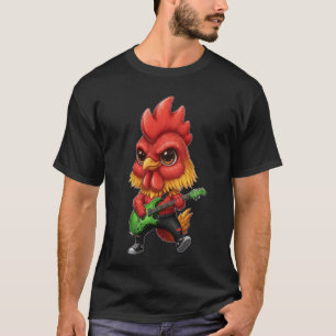 Kawaii Chibi Lustiger Hahn Gitarrist Rocker T-Shirt