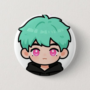 Kawaii Chibi Mint Haar Junge Button Pin