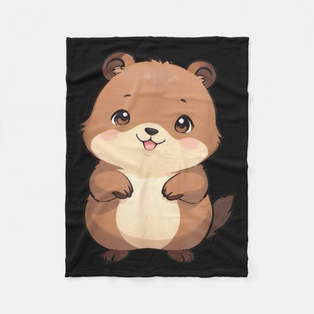 Kawaii Chibi Murmeltier - Panfurware Llc  Fleecedecke (Vorderseite)