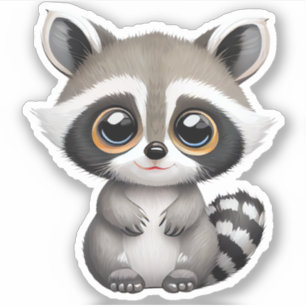 Kawaii Chibi Niedlich Baby Raccoon Sticker