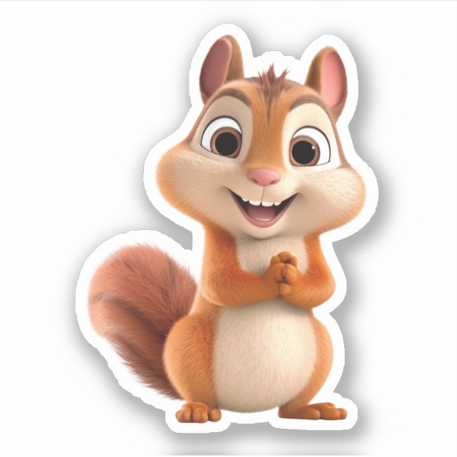 Kawaii Chibi Niedlich Cartoon Chipmunk Aufkleber (Vorderseite)