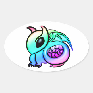 Kawaii Chibi Rainbow Dragon Ovaler Aufkleber
