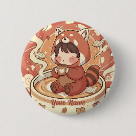 Kawaii Chibi Red Panda Button Pin Badge