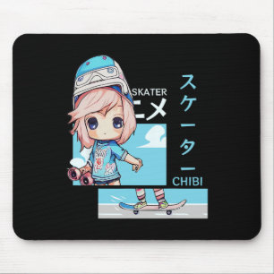 Kawaii Chibi Skater Skateboard Japanisches Ästheti Mousepad
