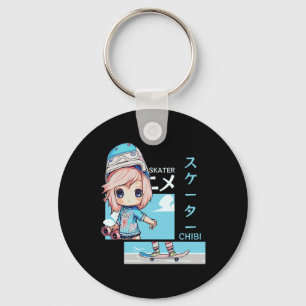 Kawaii Chibi Skater Skateboard Japanisches Ästheti Schlüsselanhänger