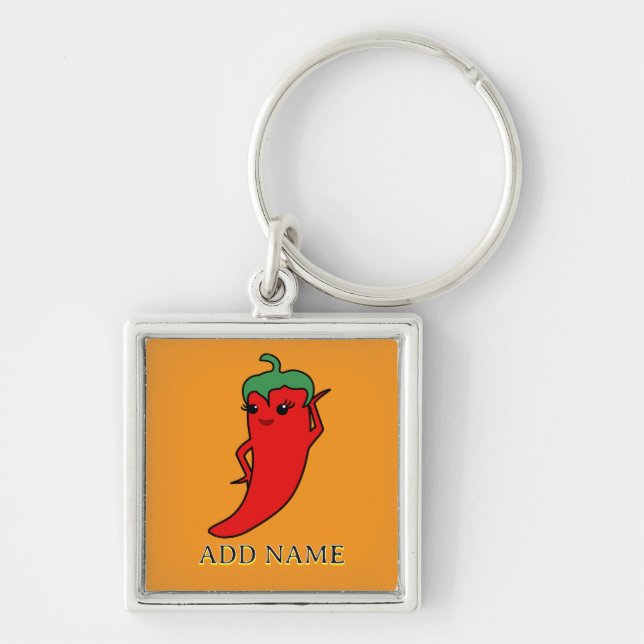 Kawaii Chili Pepper Diva Custom Schlüsselanhänger (Vorne)