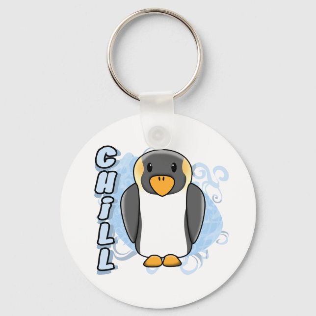 Kawaii Chill Penguin Schlüsselanhänger (Vorderseite)