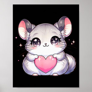 Kawaii Chinchilla Valentinstag Kinder Teenager Mäd Poster