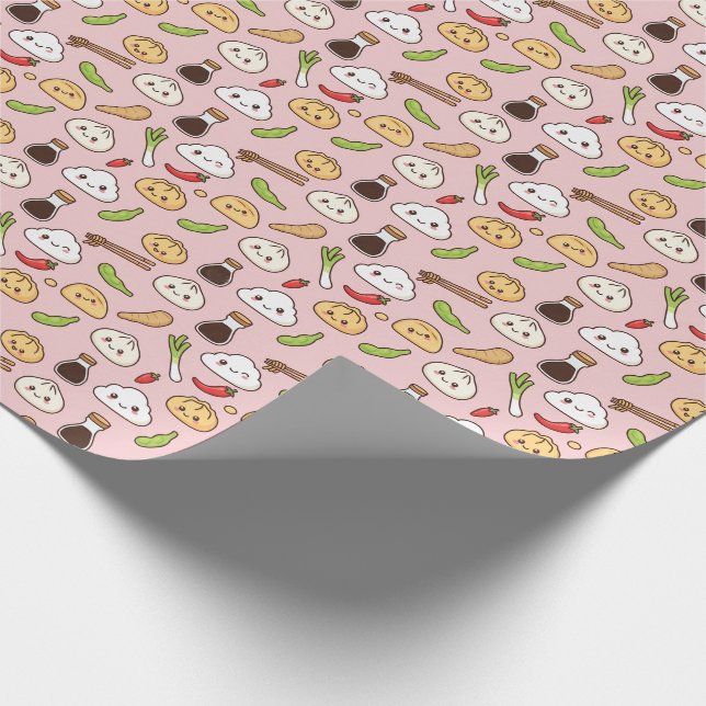 Kawaii Chinese Food theme Wrapping Paper Geschenkpapier (Ecke)