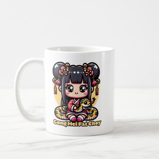 Kawaii Chinesische Neujahrsnacht und Mädchen Kaffeetasse (Links)