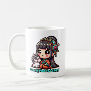 Kawaii Chinesisches Neujahr Pferd und Mädchen Kaffeetasse