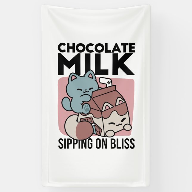 Kawaii Chocolate Milk Cat – Cozy Drink & Cuteness  Banner (Vertikal)