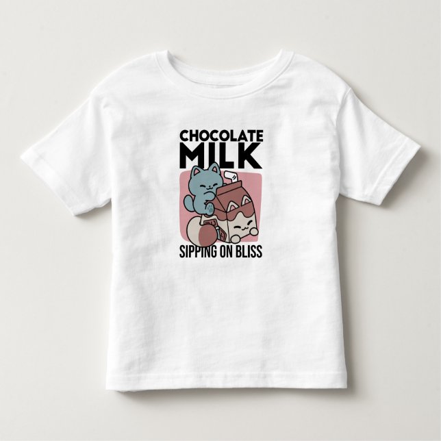 Kawaii Chocolate Milk Cat – Cozy Drink & Cuteness  Kleinkind T-shirt (Vorderseite)