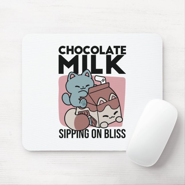 Kawaii Chocolate Milk Cat – Cozy Drink & Cuteness  Mousepad (Mit Mouse)
