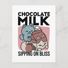 Kawaii Chocolate Milk Cat – Cozy Drink & Cuteness Postkarte