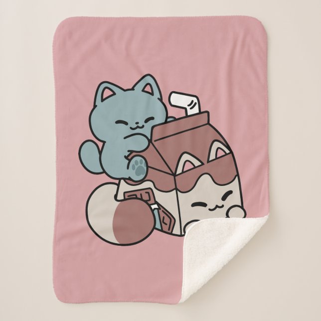 Kawaii Chocolate Milk Cat – Cozy Drink & Cuteness  Sherpadecke (Vorderseite)